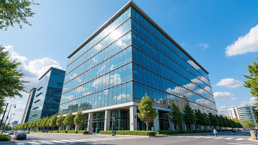 江苏双金安防科技集团有限公司办公大楼，现代化建筑外观，周围绿化环境优美，体现企业实力
